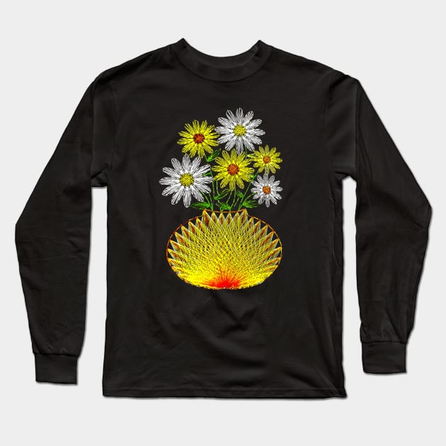 String Art Flowers Long Sleeve T-Shirt by bronzarino